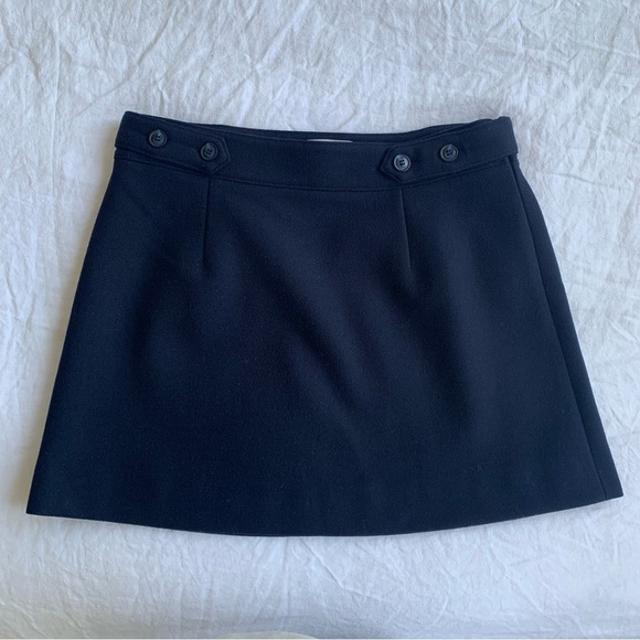 Doen Chieri Wool Button Micro Mini A Line Skirt Deep Navy - Picture 8 of 14